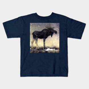 Leap the Elk and Little Princess Cottongrass - John Bauer Kids T-Shirt